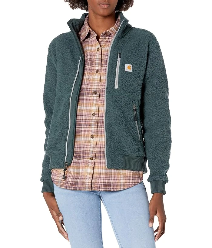 Carhartt Women's High Pile Sherpa Fleece Jacket Fog Green Size Xl