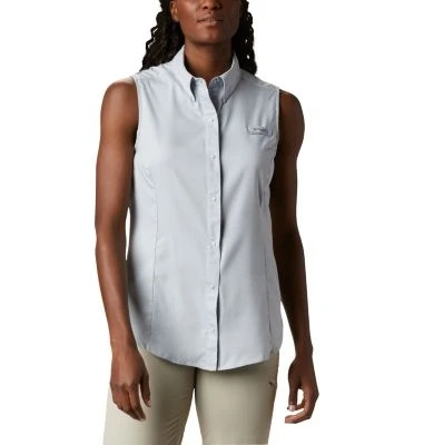 Columbia Women's Pfg Tamiami Sleeveless Shirt - Xl - Cirrus Grey