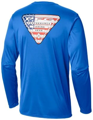 Columbia Men's Terminal Tackle Pfg Triangle Flag Long Sleeve Shirt - Xl - Vivid Blue