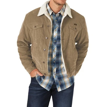 Wrangler Men's Light Corduroy Sherpa Lined Jacket Size L Tan
