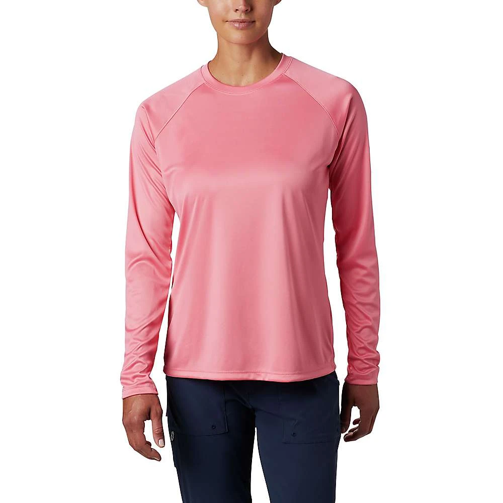 Columbia Women's Pfg Tidal Ii Long Sleeve Tee - Medium - Lollipop/white