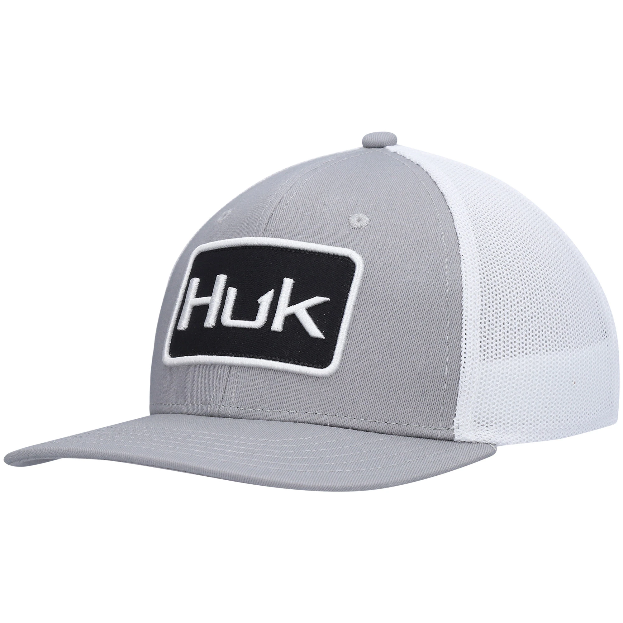 Men's Huk Gray Solid Trucker Flex Hat With Adjustable Fit