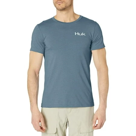 Huk Men's Huk'd Up Refraction Short Sleeve Tee Shirt Silver Blue Heather Medium