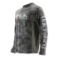 Huk Icon Camo Long Sleeve Fishing Shirt For Men - Subphantis Glacier - Medium