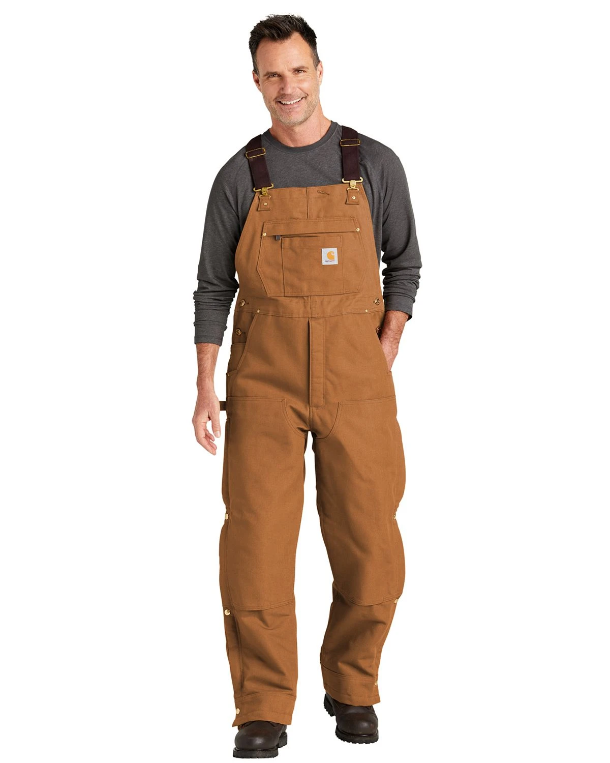Carhartt Men's Loose Fit Firm Duck Insulated Bib Overall Xl Carhartt Brown