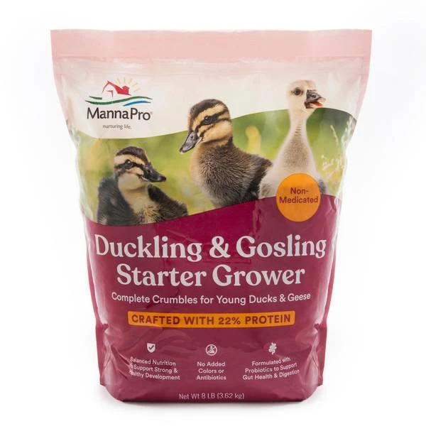 Manna Pro Duck Starter Grower Crumbles 8 Lb. Non-medicated 22% Protein