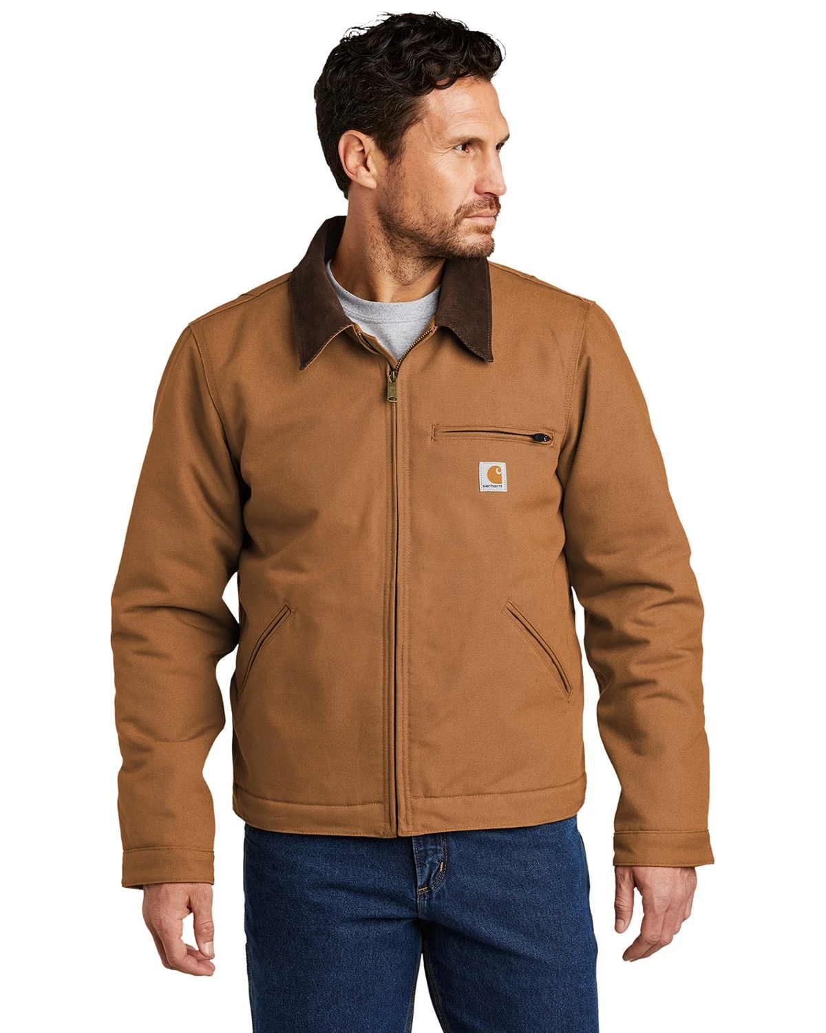 Carhartt Men's Relaxed Fit Duck Blanket-lined Detroit Jacket, Large Regular, Carhartt Brown