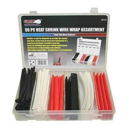 Grip 43110 90 Piece Heat Shrink Wire Wrap Assortment