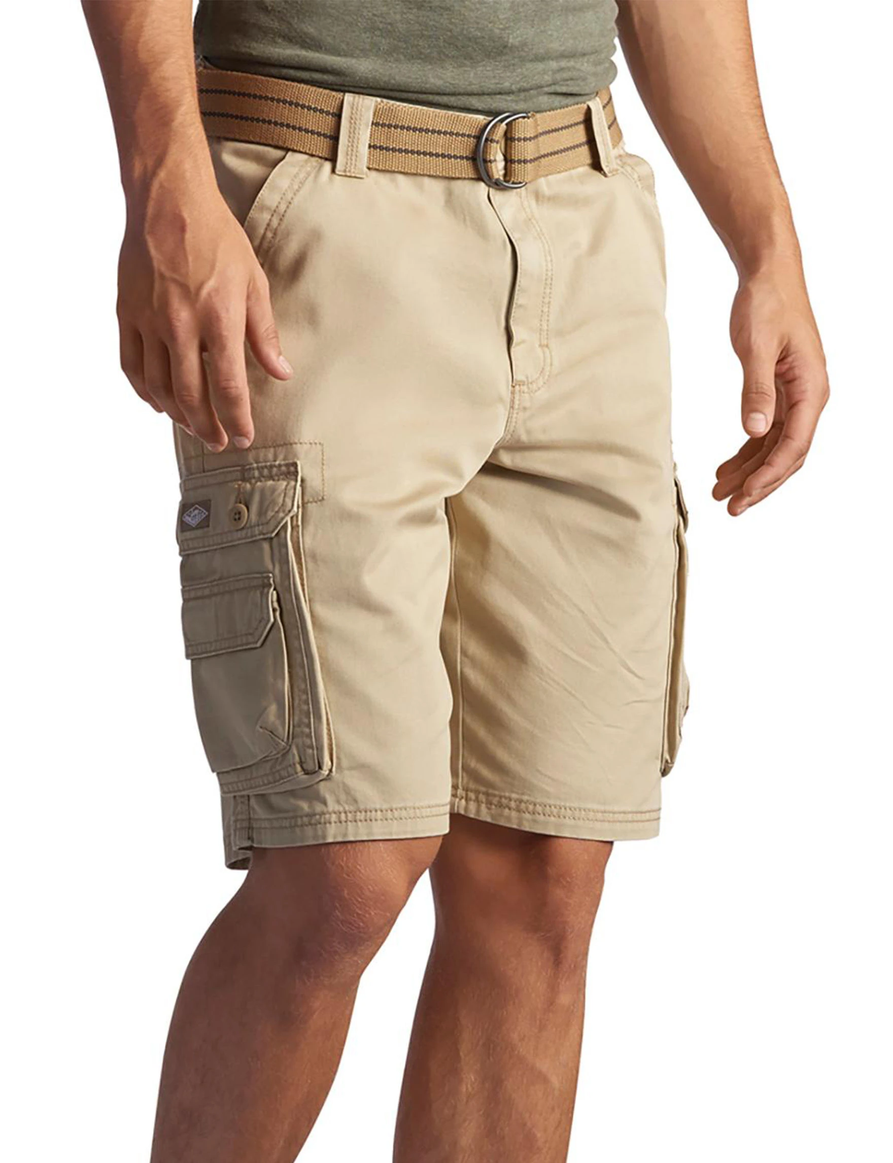 Men's Lee Wyoming Belted Cargo Shorts, Size 36, Khaki Tan