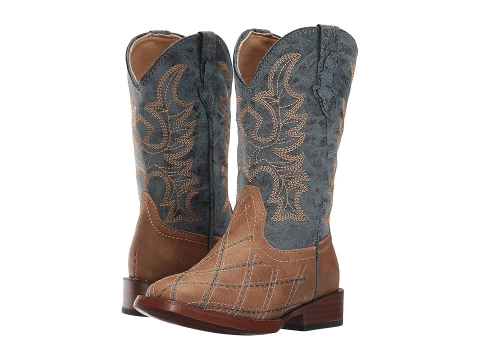 Roper Boys Faux Leather Cross Cut Western Boots Tan Size 13 Child