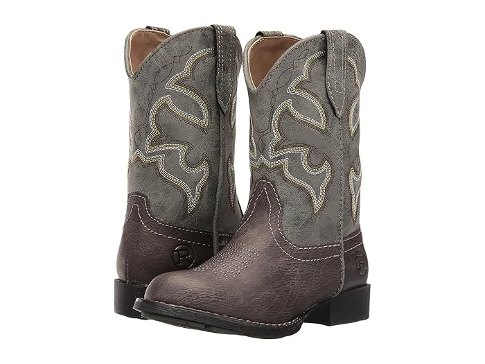 Roper Girls Cowboy Boots 6" Stitching Brown Faux Leather 09-018-1222-1228 Br