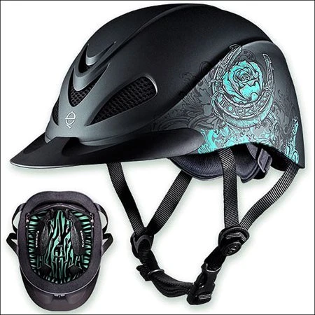 Troxel Rebel Turquoise Rose Large Western Helmet With Low Profile Design