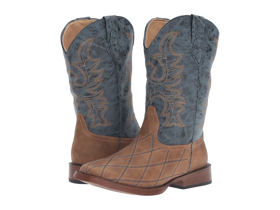 Roper Boys Cross Cut Western Boots Tan Faux Leather 09-119-1900-0080 Ta