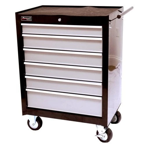Homak 27 Inch Se Series 6 Drawer Rolling Cabinet In Black And Gray