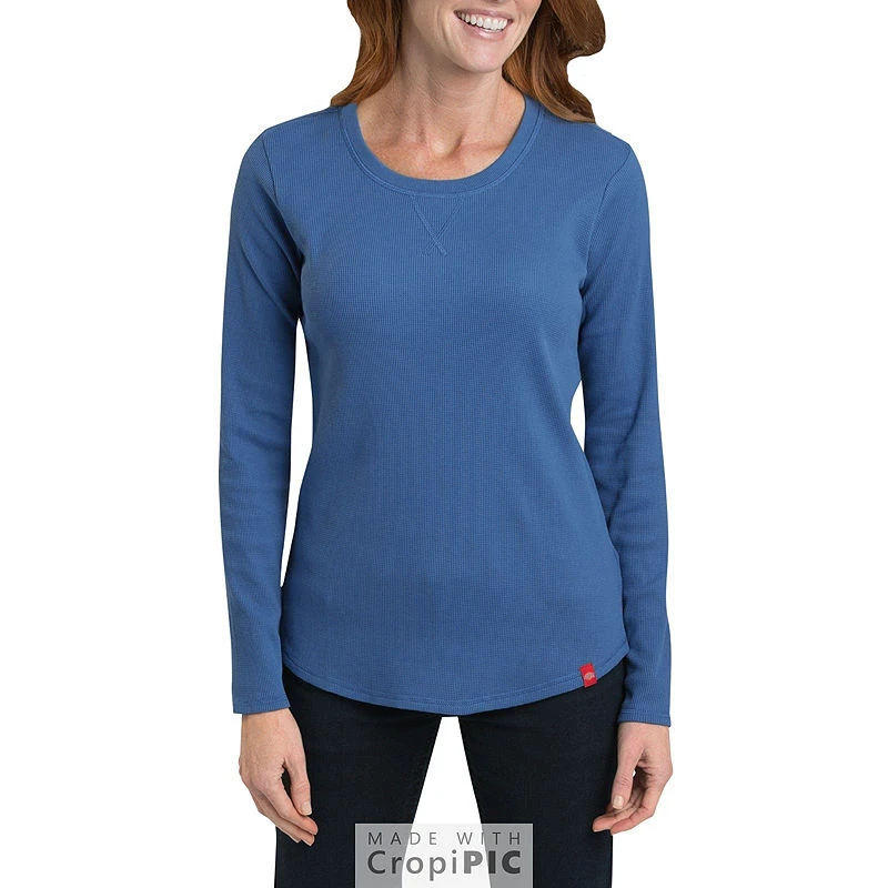 Dickies Women's Long Sleeve Stretch Thermal Shirt In Blue - Size Large