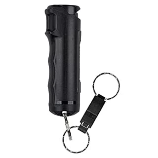 Sabre Spray Key Ring With Whistle, 0.54 Oz, Black