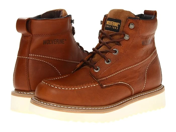 Wolverine Men's Moc Toe Wedge Heel 6 Inch Work Boot - Tan - Size 10.5