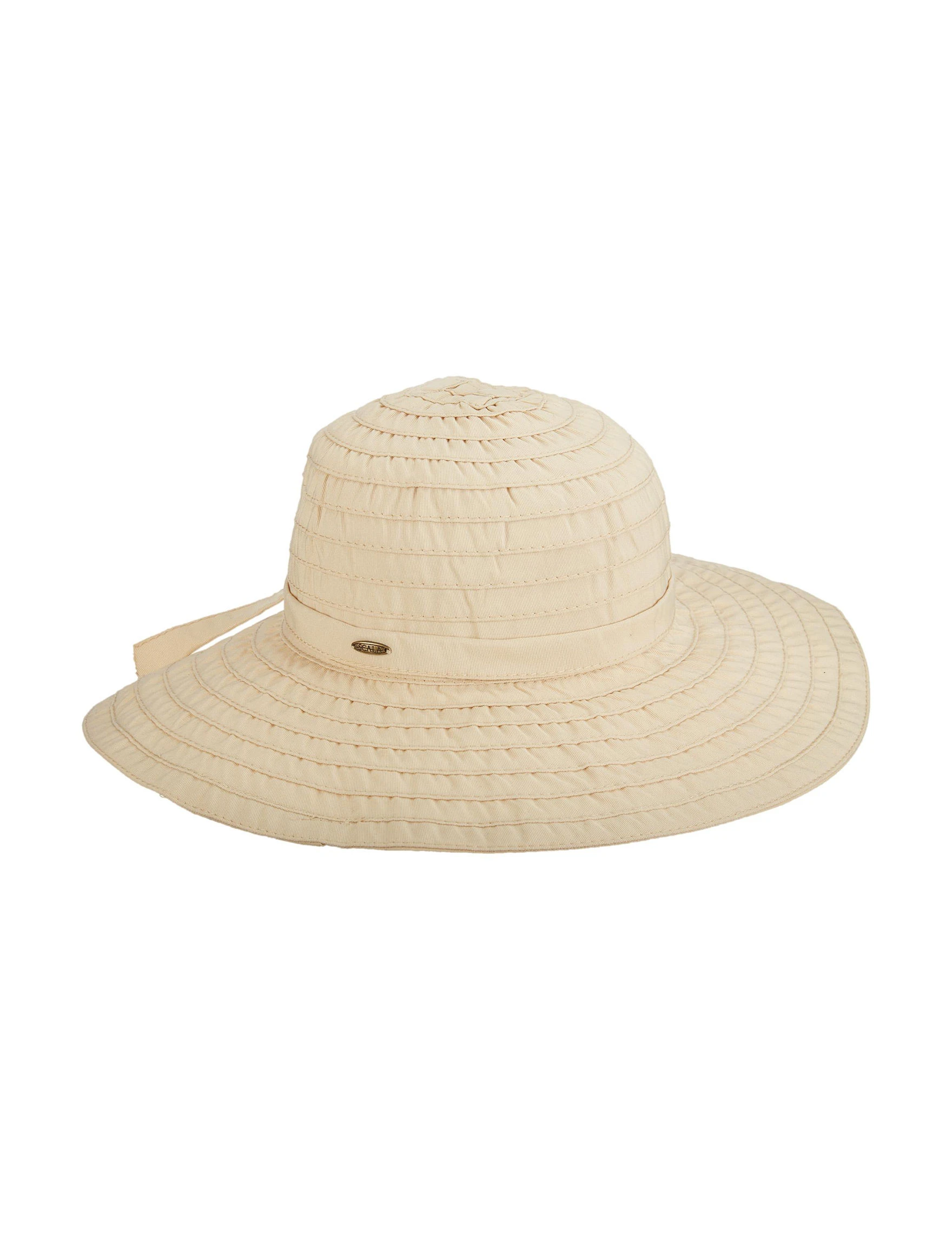 Scala Sewn Ribbon Crushable Derby Hat In Tan