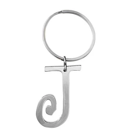 Large Initial Key Ring - Letter J, Iron Material