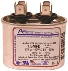 Amrad Engineering Oval Capacitor 7.5 Mfd 370-440 Volt