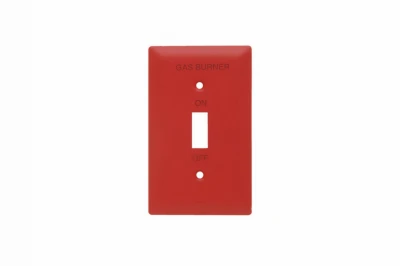 Gas Burner One-Gang Toggle Switch Wall Plate Painted Red 302 and 304 Stainless Steel