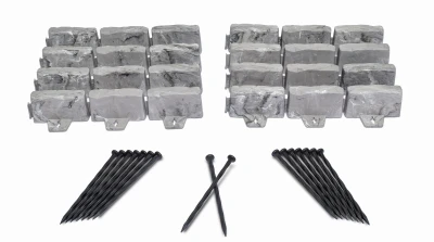 Faux Stone No-dig Landscape Edging Kit, Gray, 10 Ft., 8 Blocks