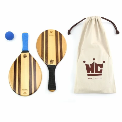 Frescobol Paddle Ball Game Set with Two Wooden Paddles and Two Rubber Balls