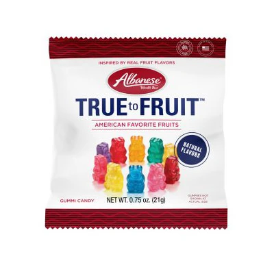 True To Fruit Exotic Fruits Gummi Bears, 8 Flavors, Sampler Size 0.75 Oz.