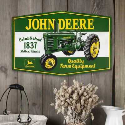 John Deere Tractor Metal Sign, 23 X 15 Inches, Classic Agricultural Decor