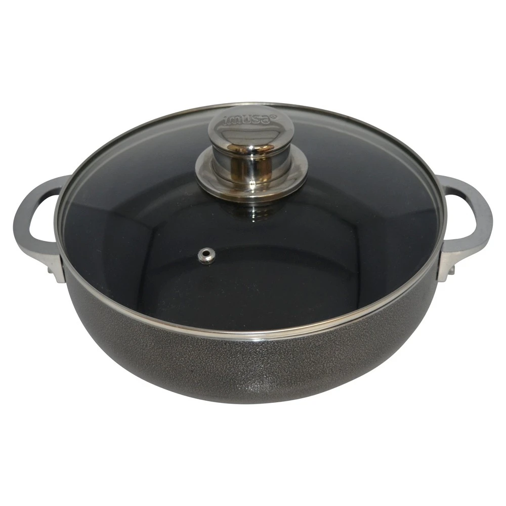 Imusa 6.9 Quart Nonstick Hammered Aluminum Caldero Dutch Oven With Glass Lid