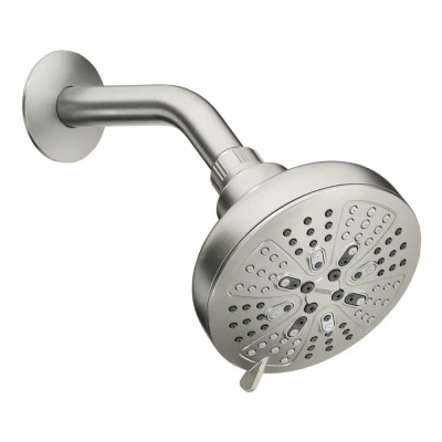 Hydro Energetix 8-Function Spot-Resistant Brushed Nickel Showerhead 5 Inch Diameter