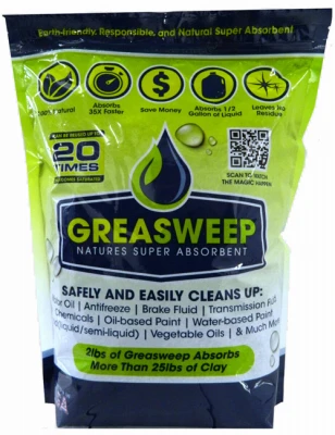 Greasweep All-natural Spill Absorber, Non-leaching, 2 Lb. For Oil And Liquid Spills