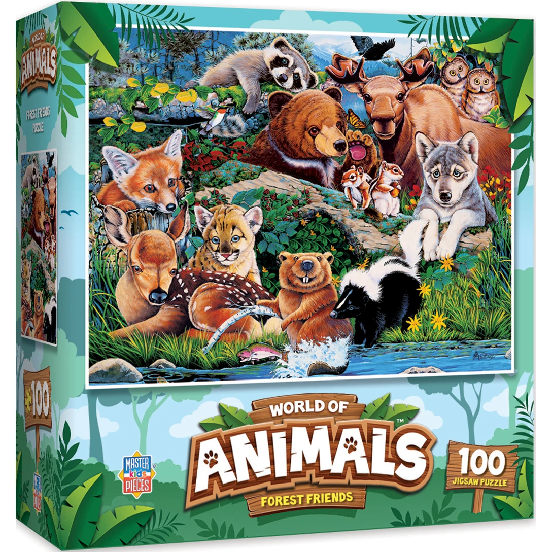 Masterpieces World Of Animals Forest Friends 100 Piece Kids Jigsaw Puzzle 11.5 X 15