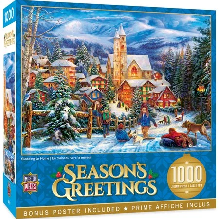 Masterpieces 1000 Piece Christmas Jigsaw Puzzle - Sledding To Home - 19.25"x26.75"