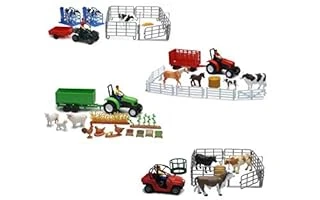 New Ray Country Life Playset Assortment - Farm Animal Figures And Accessories