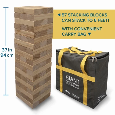Giant Tumble Tower Game with Large Wooden Blocks for Outdoor and Indoor Play