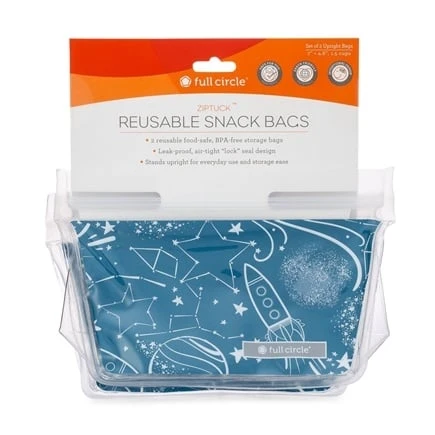 235227 Reusable Ziptuck Space Snack Bag Sets - 2 Count