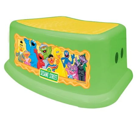 Sesame Street Step Stool - Non-slip, Yellow & Green, Framed Friends Design