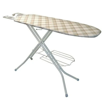 Polder 48 Inch Dual Leg Ironing Board Station With Shelf And Iron Rest, White