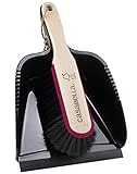 Casabella Raw Wood Natural Dustpan And Brush Set - Burgundy Handle