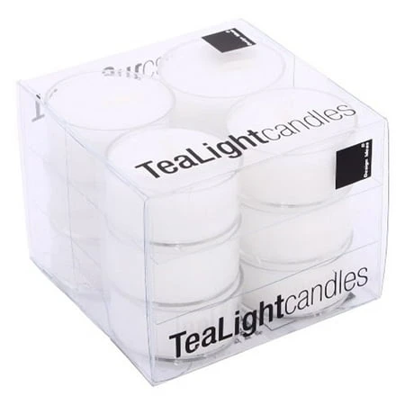 Design Ideas Tea Lights, Box Of 12, White With Clear Cup