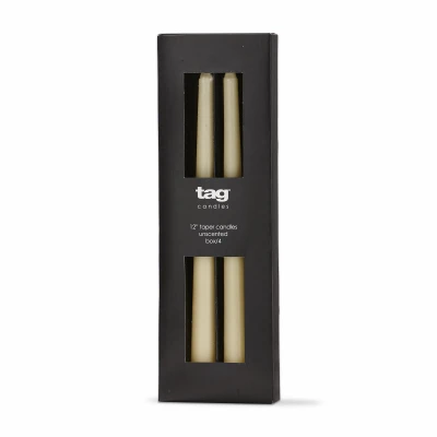 Slim Taper Candles, Cotton Wick, No Drip, Ivory, 12 In., 4-Pk.