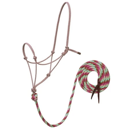 Weaver Leather 35801-50 Ecoluxe Rope Halter With 10ft Lead Green/cinnamon/raspberry/tan
