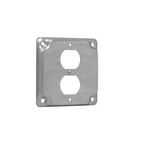 620-409 Duplex Receptacle Cover For 4 Inch Steel Square Outlet Box, 1/2 Inch Depth