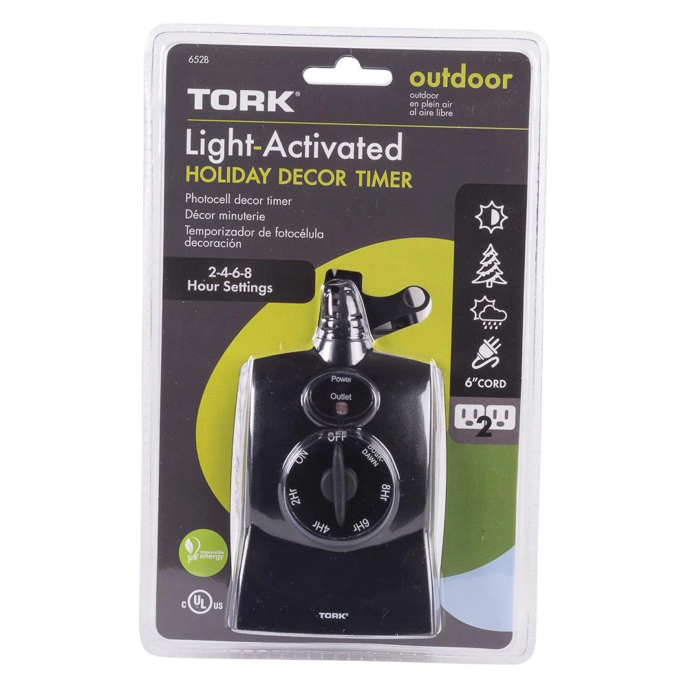 Tork 15 Amp Light Activated Outdoor Dusk To Dawn Timer With 2-grounded Outlets