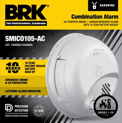 Hardwired Smoke & Carbon Monoxide Alarm With 10-year Battery Backup And Ionization Sensor