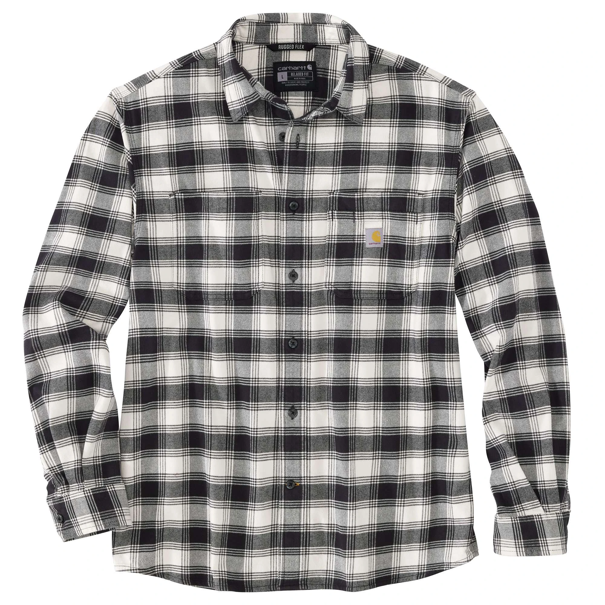 Carhartt Rugged Flex Relaxed Fit Midweight Flannel Long-sleeve Plaid Shirt Large Malt