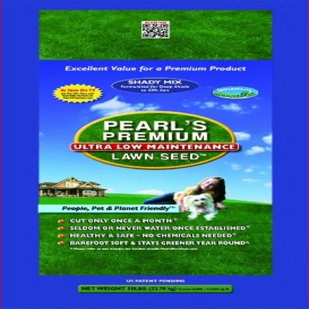 Pearl's Premium Ultra Low Maintenance Grass Seed, Shady Mix, 50 Pounds