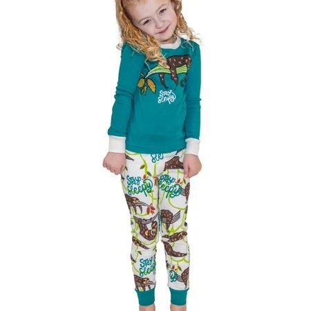 Lazyone Warm Long-sleeve Pajama Sets For Kids - Funny Animal Sloth Design, Size 8
