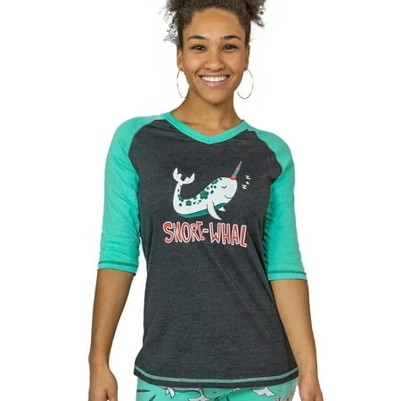 Snore-whal Lazyone Women's Leggings And Tees Separates Female Pajamas Set